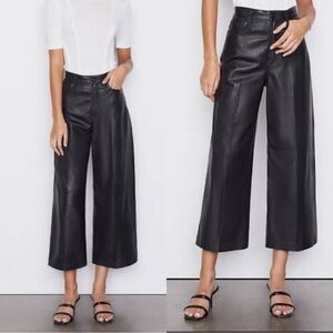 Frame wide leg cropped leather pants